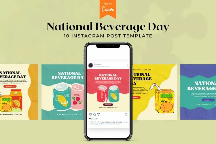 National Beverage Day Instagram Canva Template