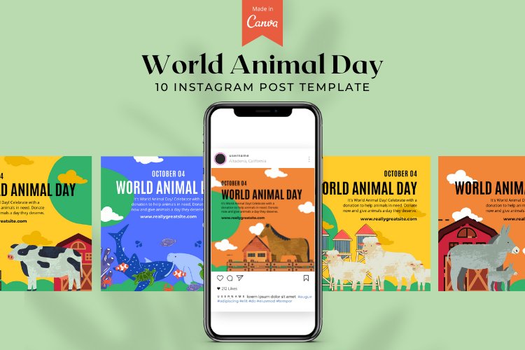 World Animal Day Instagram Canva Template