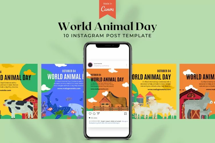 World Animal Day Instagram Canva Template
