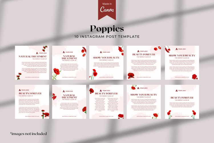 Poppies themed Instagram Post, Canva Templates