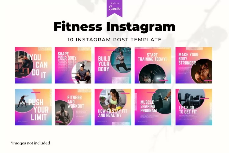 Fitness Instagram Post, Canva Templates