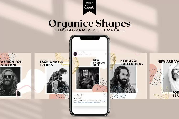 Organic Shapes Instagram Post Template, Canva Templates
