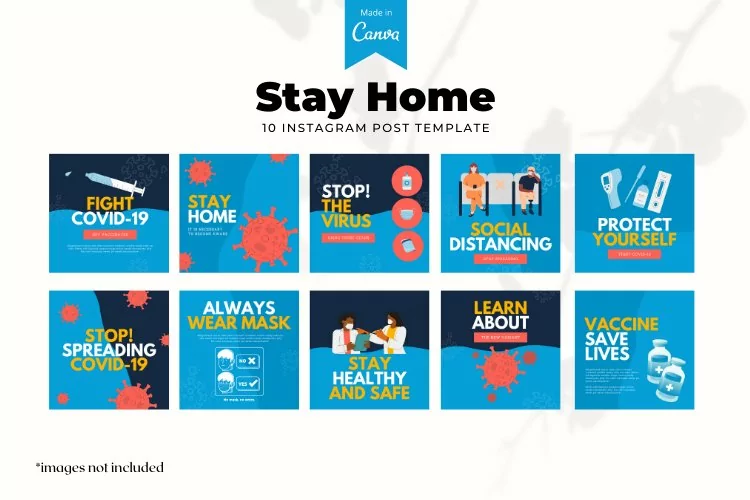Stay Home Instagram Post, Canva Templates