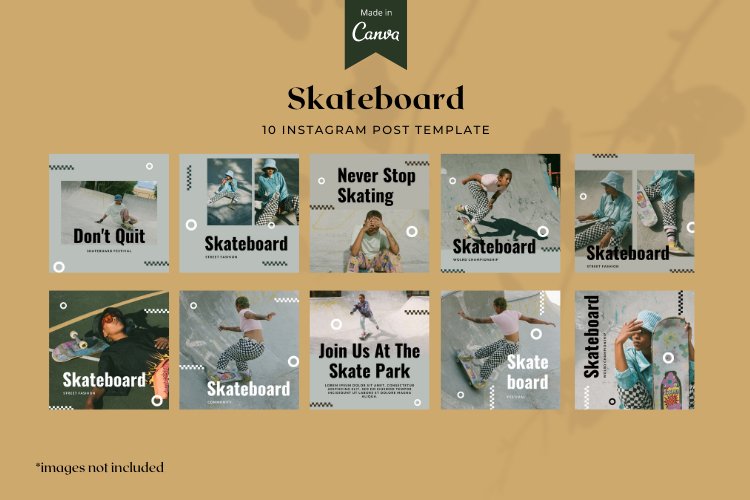 Skateboard Instagram Post Canva Template example image 1