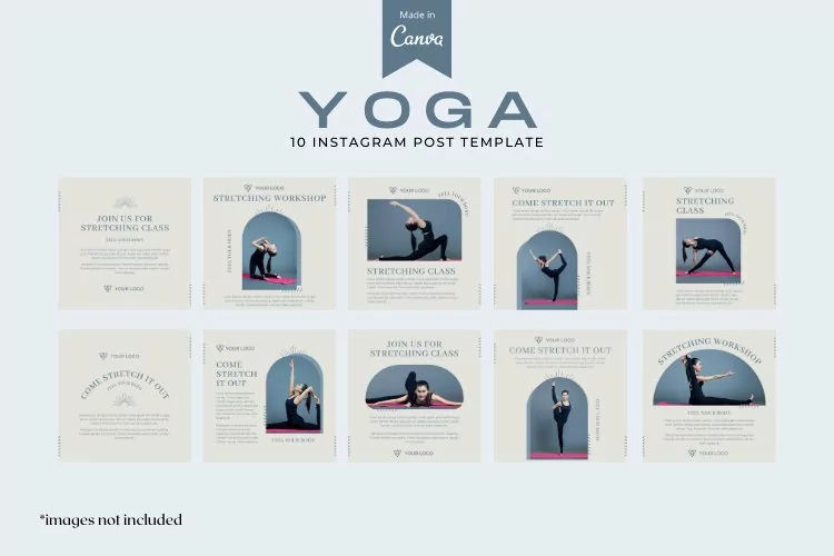 Yoga Instagram Post, Canva Templates