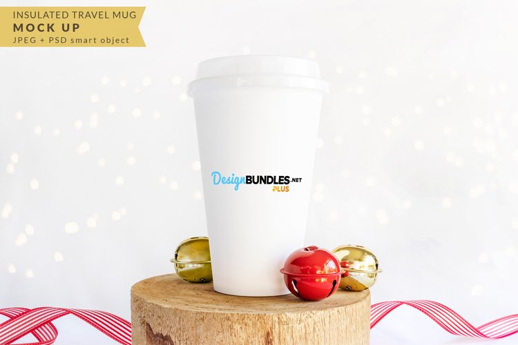christmas Insulated Travel Mug Mock up