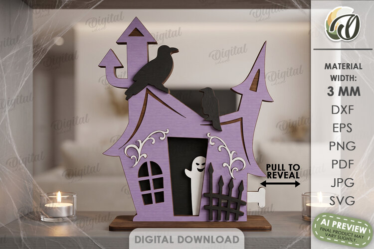 Interactive Halloween Stand Laser Cut. Halloween Decor SVG example image 1