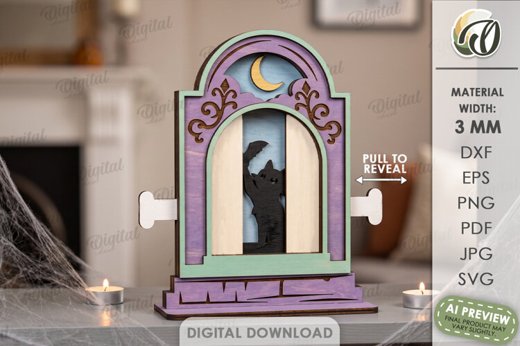 Interactive Halloween Stand Laser Cut. Halloween Decor SVG example image 1