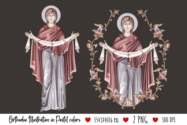 Intercession of the Theotokos Illustration in Byzantine Style