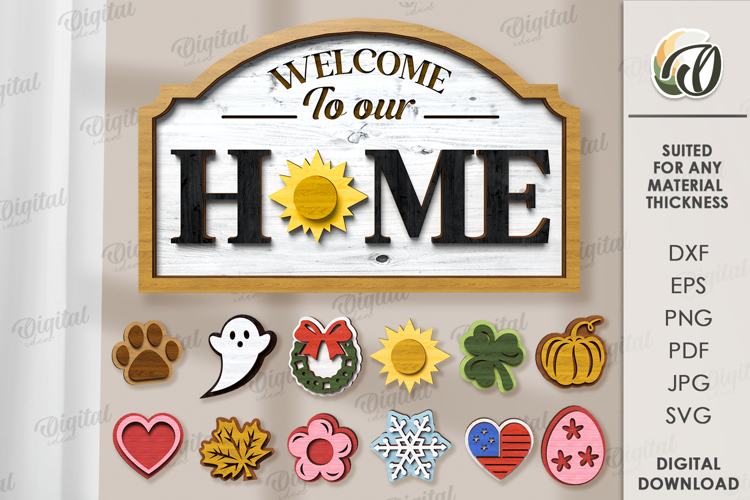 Interchangeable Home Sign Laser Cut. Home SVG