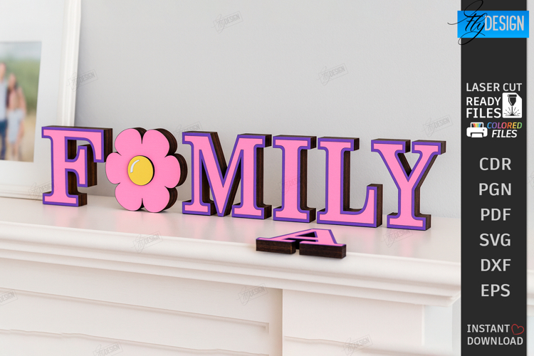 Interchangeable Home Stand Laser Cut | Desktop Word Sign SVG