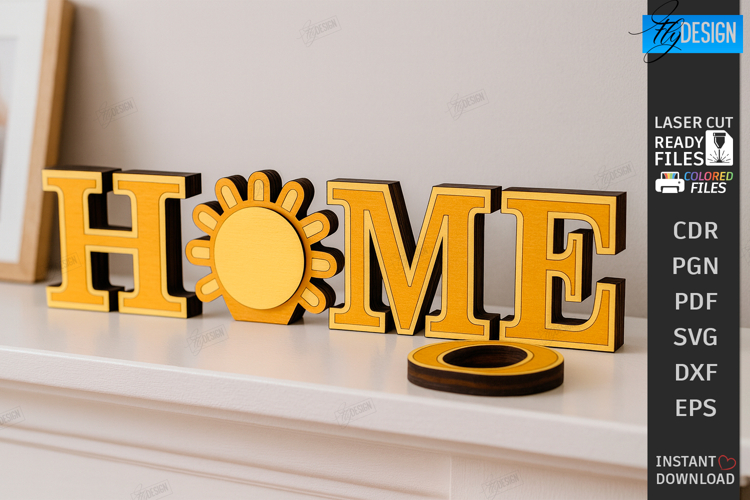 Interchangeable Home Stand Laser Cut | Desktop Word Sign SVG