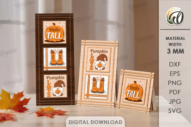 Interchangeable Sign Laser cut. Stand Decor. Autumn SVG