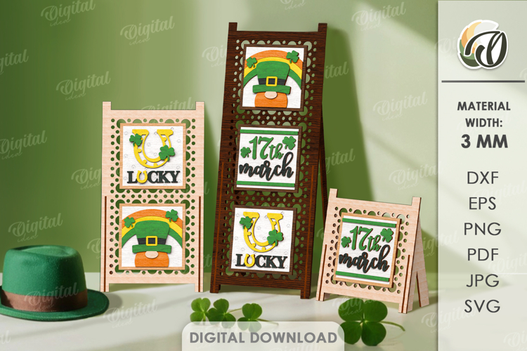 Interchangeable Sign Stands Laser cut. St. Patricks Day SVG