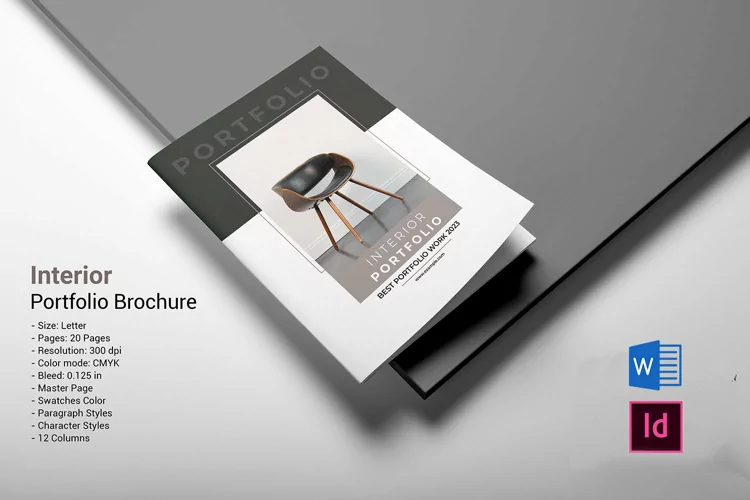 Interior Design Portfolio Brochure Template, Indesign & Word