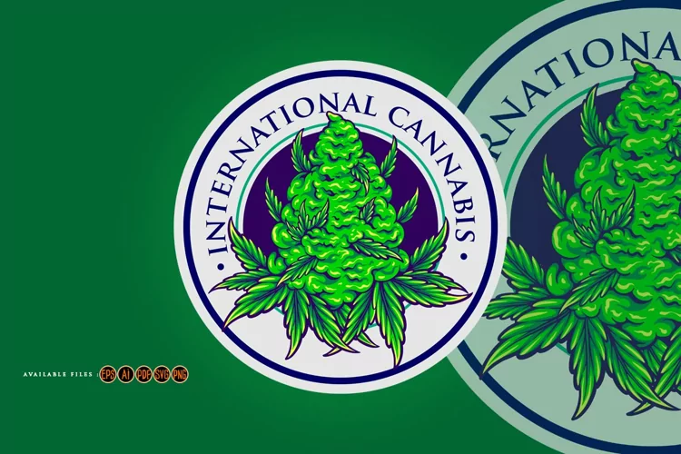 International cannabis Plant vintage logo badge Illustration