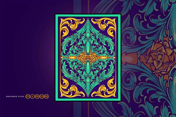 Intricate engraved ornament floral decorative frame