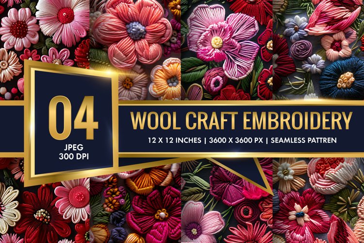 Hand Craft Embroidery - Handcrafted Wool Yarn Digital Paper