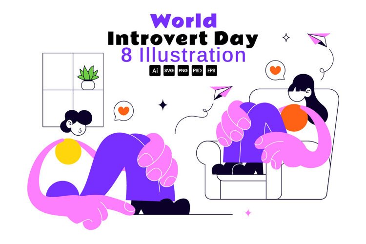 8 World Introvert Day Illustration example image 1