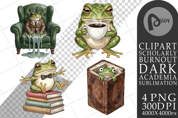 Introvert Frog Dark Academia Sublimation