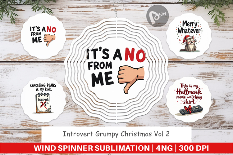 Introverts Grumpy Christmas Wind Spinner