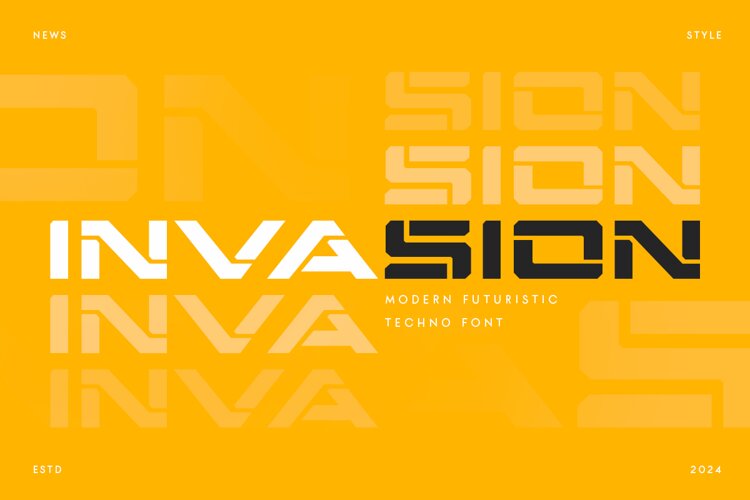 Invasion - Modern Futuristic Techno Font example image 1