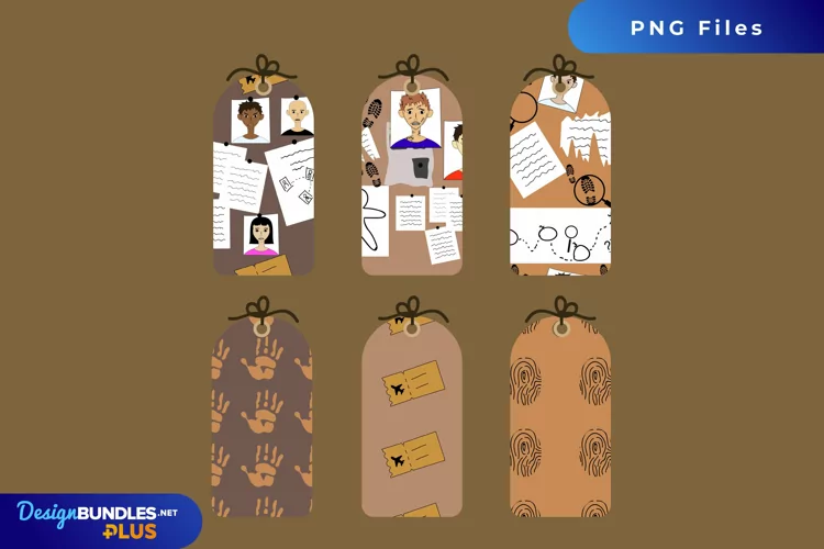 Investigation Stuff Patterned Shaped Tags