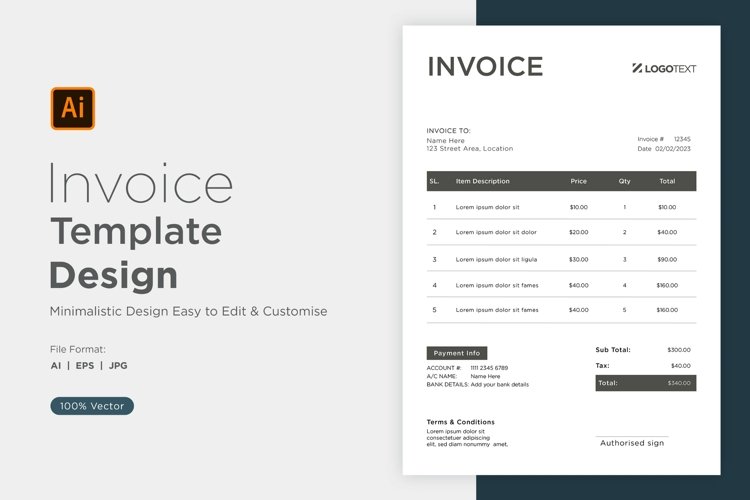 Corporate Invoice Template layout Design with modern look