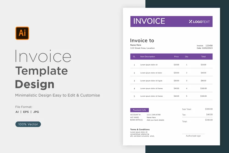 Corporate Invoice Template layout Design with modern look