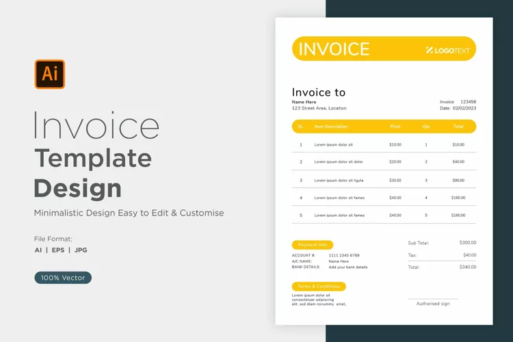 Corporate Invoice Template layout Design with modern look