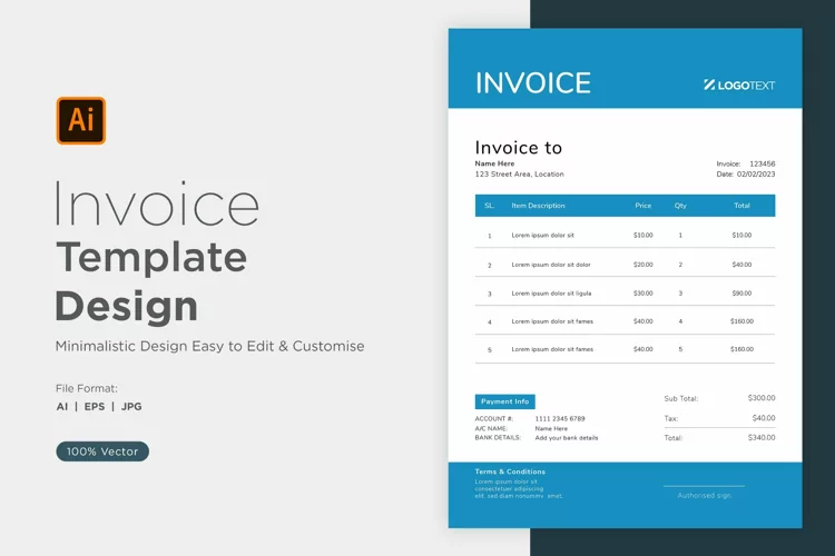 Corporate Invoice Template layout Design with modern look