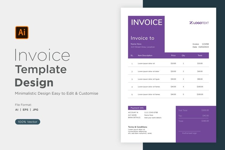 Corporate Invoice Template layout Design with modern look example image 1