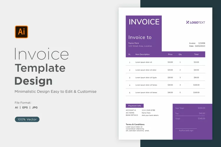 Corporate Invoice Template layout Design with modern look