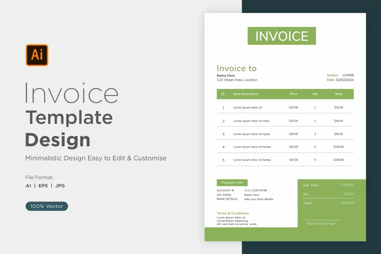 Corporate Invoice Template layout Design with modern look