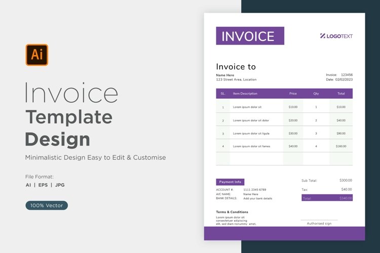 Corporate Invoice Template layout Design with modern look example image 1