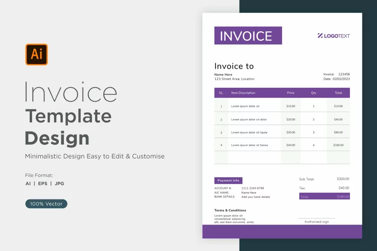 Corporate Invoice Template layout Design with modern look