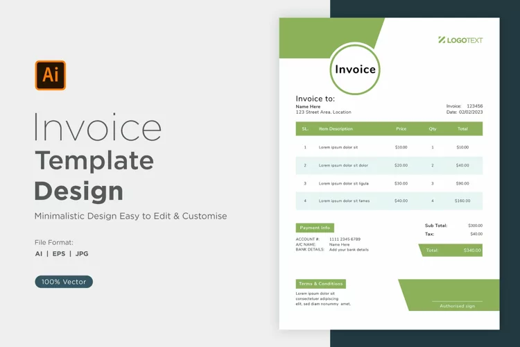 Corporate Invoice Template layout Design with modern look