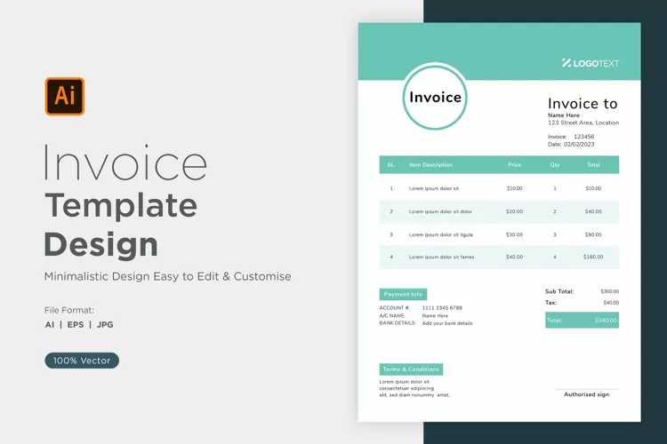 Corporate Invoice Template layout Design with modern look