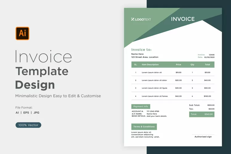 Corporate Invoice Template layout Design with modern look