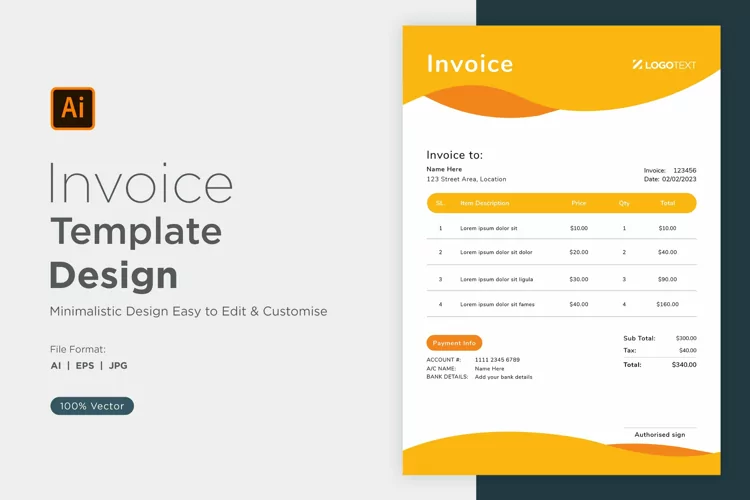 Corporate Invoice Template layout Design with modern look