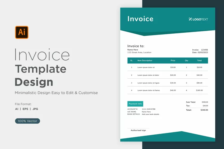 Corporate Invoice Template layout Design with modern look