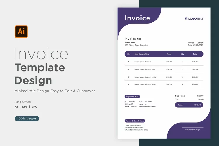 Corporate Invoice Template layout Design with modern look