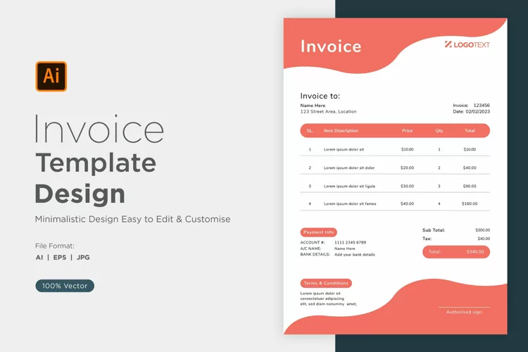 Corporate Invoice Template layout Design with modern look