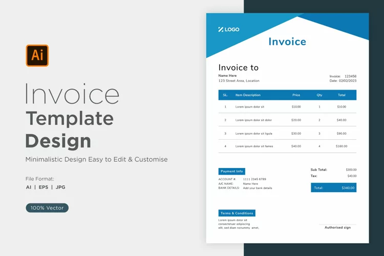 Corporate Invoice Template layout Design with modern look