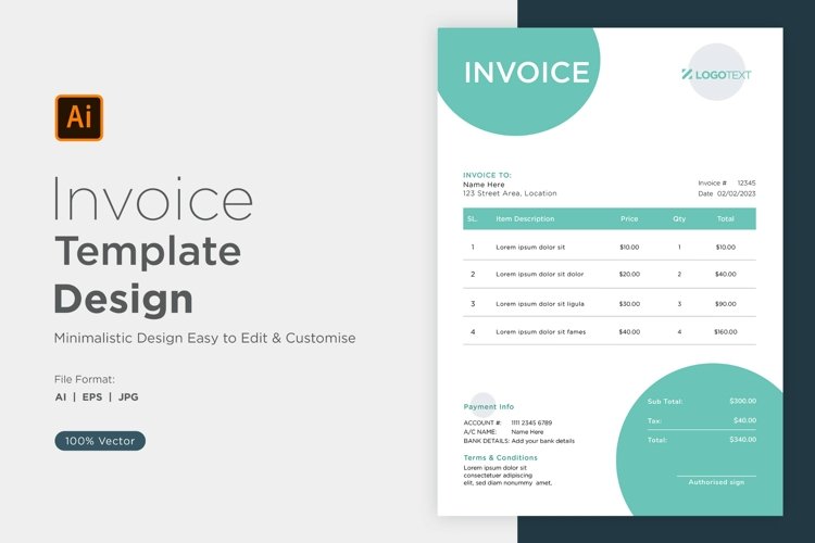 Corporate Invoice Template layout Design with modern look example image 1