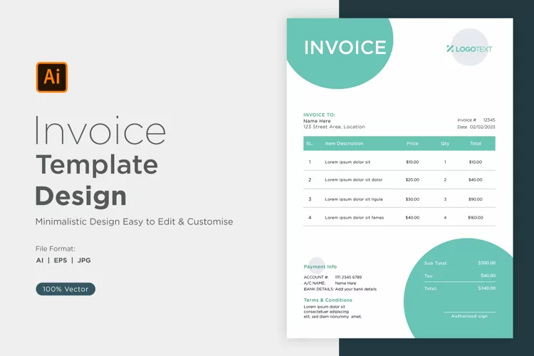 Corporate Invoice Template layout Design with modern look