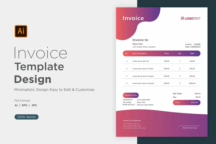 Corporate Invoice Template layout Design with modern look