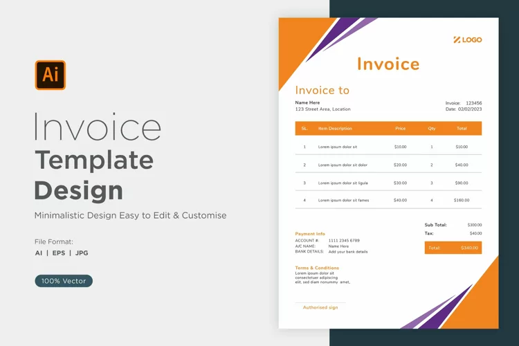 Corporate Invoice Template layout Design with modern look