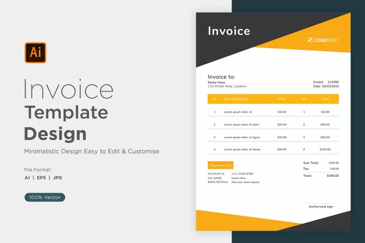 Corporate Invoice Template layout Design with modern look