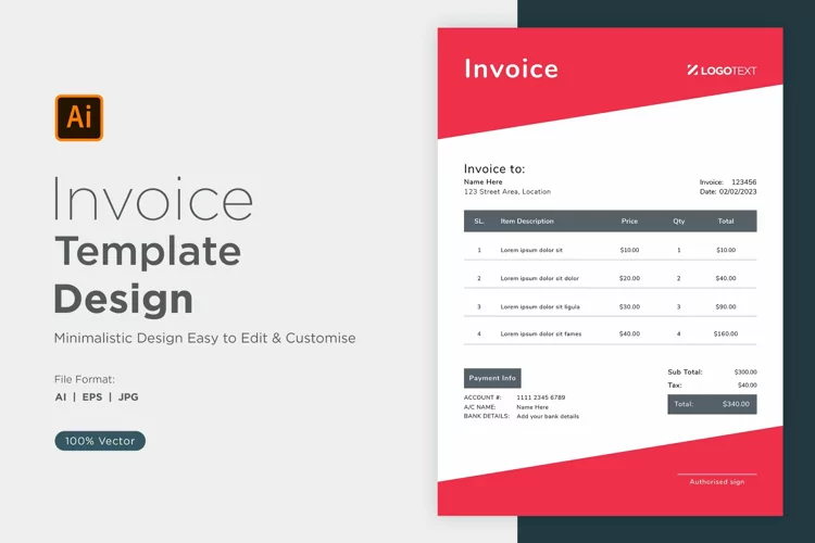 Corporate Invoice Template layout Design with modern look